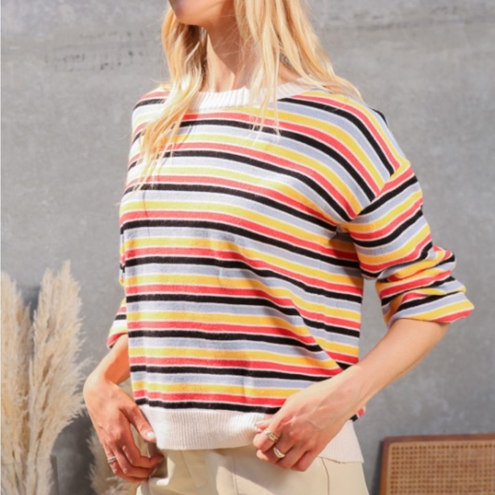 Timing Colorful Striped Knit Sweater